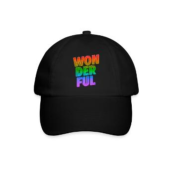 Wonderful | Strahle mit positiver LGBTQ Energie - Baseballkappe - Schwarz/Schwarz - Vorne