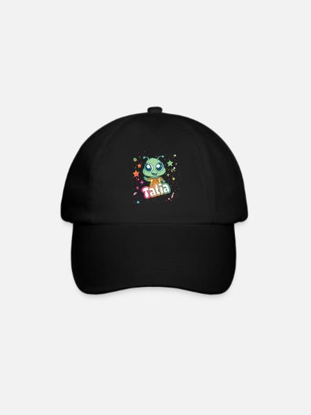 TALIA - Schöner Mädchen Name mit süßem Alien - Baseballkappe - Schwarz/Schwarz