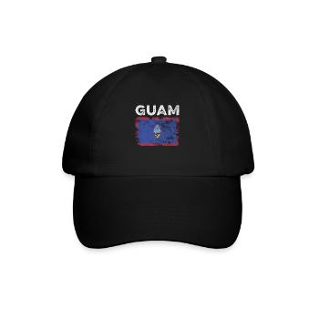 Guam Flag Distressed - Guamanische Flagge - Baseballkappe - Schwarz/Schwarz - Vorne