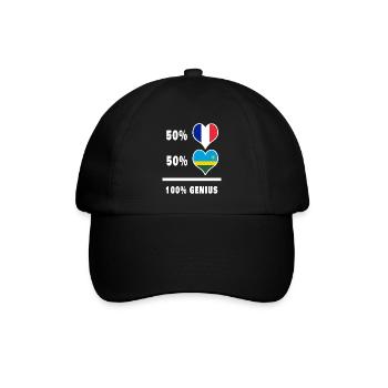 Das Frankreich und Ruanda Genie / Geschenk - Baseballkappe - Schwarz/Schwarz - Vorne
