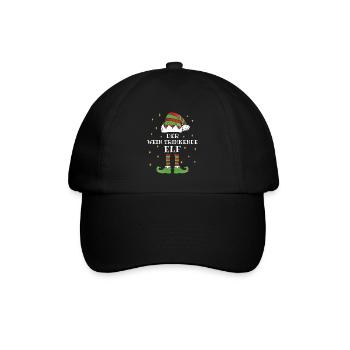 Die Wein Trinkende Elf - Familien Weihnachtsoutfit - Baseballkappe - Schwarz/Schwarz - Vorne