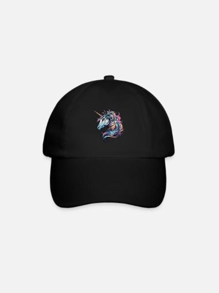 Einhorn Porträt - Baseballkappe - Schwarz/Schwarz