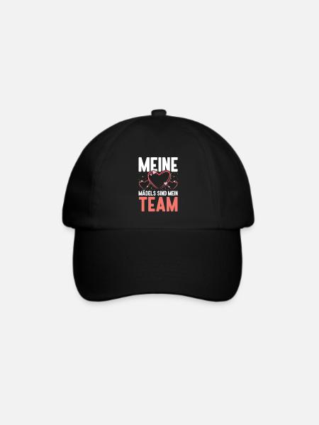 Meine Mädels sind mein Team Herz - Baseballkappe - Schwarz/Schwarz