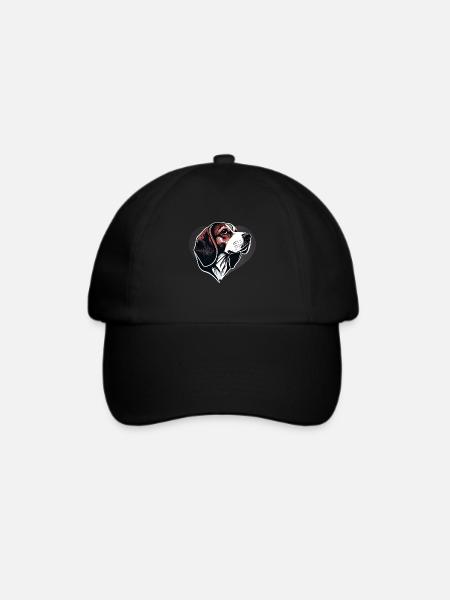 Beagle-Hund im Herzen - Baseballkappe - Schwarz/Schwarz