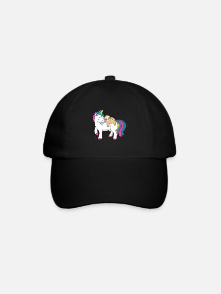 Faultier Reiten Einhorn - Baseballkappe - Schwarz/Schwarz