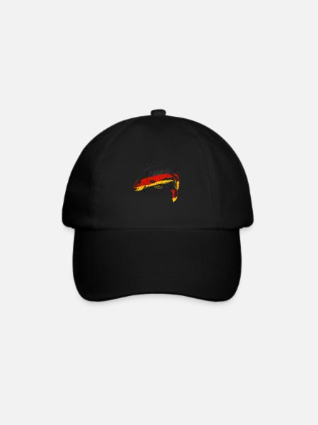 Angel Fisch Angler Outfit Deutschland Flagge - Baseballkappe - Schwarz/Schwarz