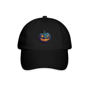 Wilde Fratze Halloween Kürbis glühende Augen - Baseballkappe - Schwarz/Schwarz - Vorne