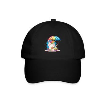 Einhorn für Kinder Eine Welt voller Fantasie - Baseballkappe - Schwarz/Schwarz - Vorne