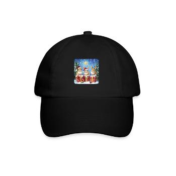 Lustige Weihnachtshasen mit Weihnachtsmannmütze - Baseballkappe - Schwarz/Schwarz - Vorne