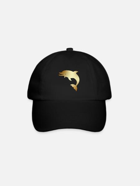Ästhetische lustige Gold Delphin - Baseballkappe - Schwarz/Schwarz