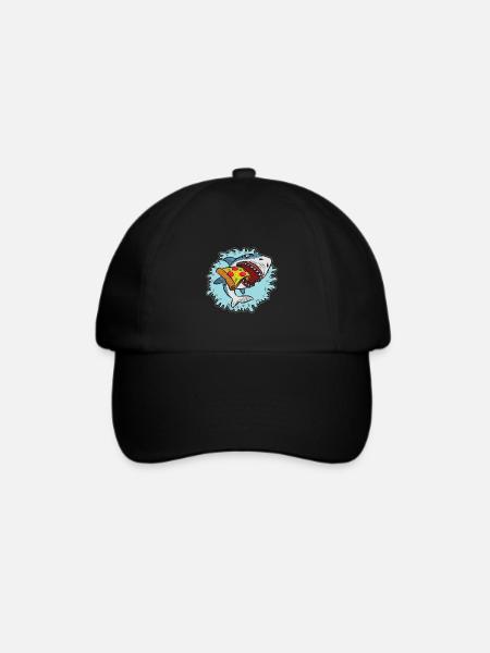 Shark Love Pizza Enthusiast Artistic Design - Baseballkappe - Schwarz/Schwarz