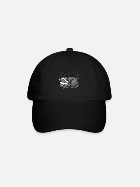 Schlafender Dachs - Baseballkappe - Schwarz/Schwarz