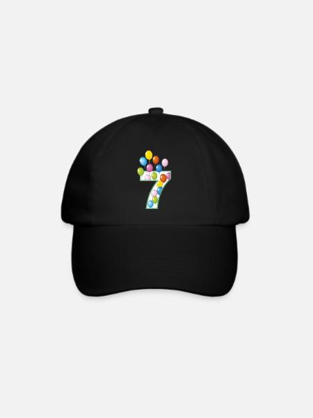 7 siebter Geburtstag Shirt - Baseballkappe - Schwarz/Schwarz