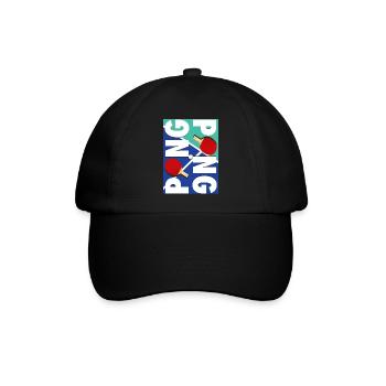 Ping Pong Sport Schläger Design - Baseballkappe - Schwarz/Schwarz - Vorne