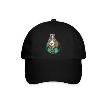 Hund mit HuT - Baseballkappe - Schwarz/Schwarz - Vorne
