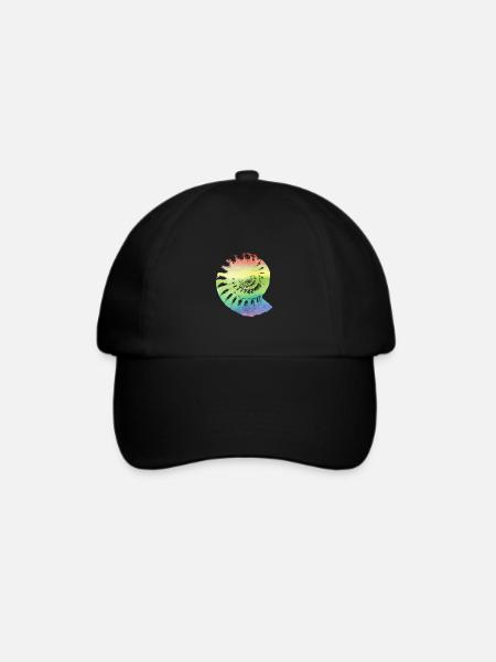 Fossil Ammonit in regenbogenfarben Geschenk - Baseballkappe - Schwarz/Schwarz