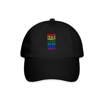 lgbtq, lgbt, gay pride, schwul, regenbogen, pride - Baseballkappe - Schwarz/Schwarz - Vorne