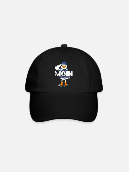Moin Möwe Seemann Friese Norddeutschland Spruch - Baseballkappe - Schwarz/Schwarz