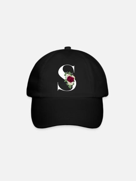 Buchstabe S geblümt - Baseballkappe - Schwarz/Schwarz