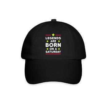 Legends are born on a Saturday (Linien, Sterne) - Baseballkappe - Schwarz/Schwarz - Vorne