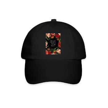Traurigkeit Aufschrift Text Blumen rot von Hildon - Baseballkappe - Schwarz/Schwarz - Vorne