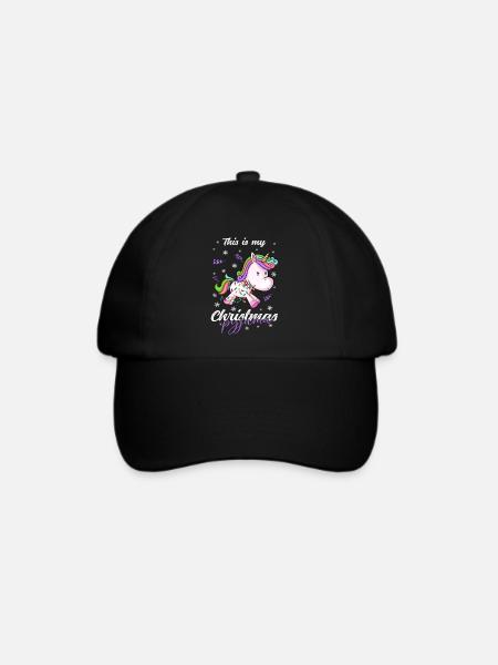 Einhorn Pyjama Weihnachten Schlafen - Baseballkappe - Schwarz/Schwarz