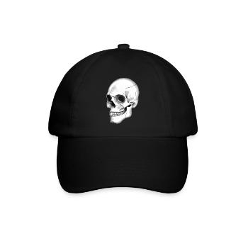 Totenschädel Skull Totenkopf seitliche Grafik - Baseballkappe - Schwarz/Schwarz - Vorne