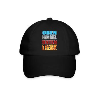 Oben Himmel unten Liebe - Baseballkappe - Schwarz/Schwarz - Vorne