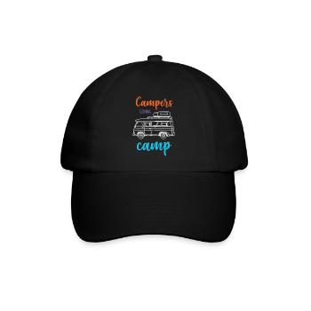 Camper auf dem Weg zum Camp - Baseballkappe - Schwarz/Schwarz - Vorne