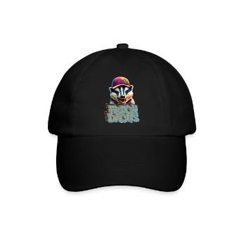 Frechdachs- Frecher Dachs Graffiti Style - Baseballkappe - Schwarz/Schwarz - Vorne