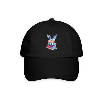 Tom, der Kaninchen mit der Brille, - Baseballkappe - Schwarz/Schwarz - Vorne