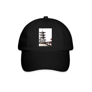 Japanische Turmbrücke - Baseballkappe - Schwarz/Schwarz - Vorne