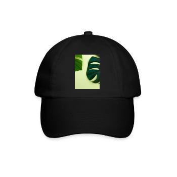 Monstera-Blätter - Baseballkappe - Schwarz/Schwarz - Vorne