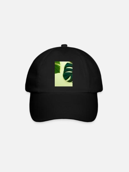 Monstera-Blätter - Baseballkappe - Schwarz/Schwarz