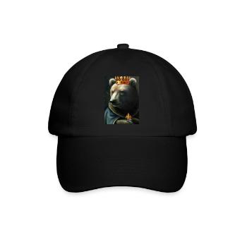 Bär mit Krone - Baseballkappe - Schwarz/Schwarz - Vorne