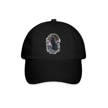 Schwarze Katze im Gothic-Stil - Baseballkappe - Schwarz/Schwarz - Vorne
