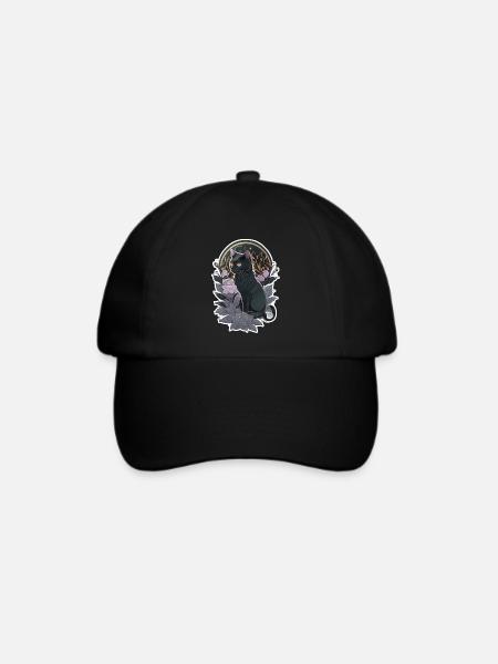 Schwarze Katze im Gothic-Stil - Baseballkappe - Schwarz/Schwarz