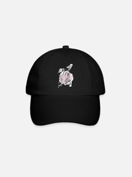 Meisen und Herz - Baseballkappe - Schwarz/Schwarz