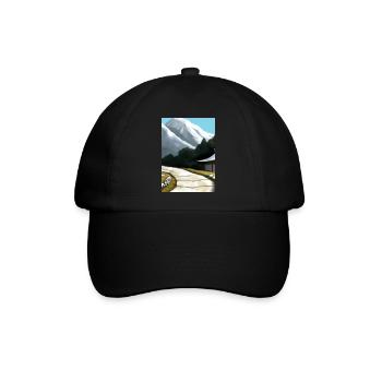 Pfad zu einem Berg - Baseballkappe - Schwarz/Schwarz - Vorne