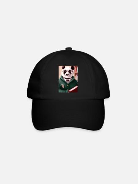 Bibliothekar Panda - Baseballkappe - Schwarz/Schwarz