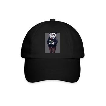 Bibliothekar Panda - Baseballkappe - Schwarz/Schwarz - Vorne