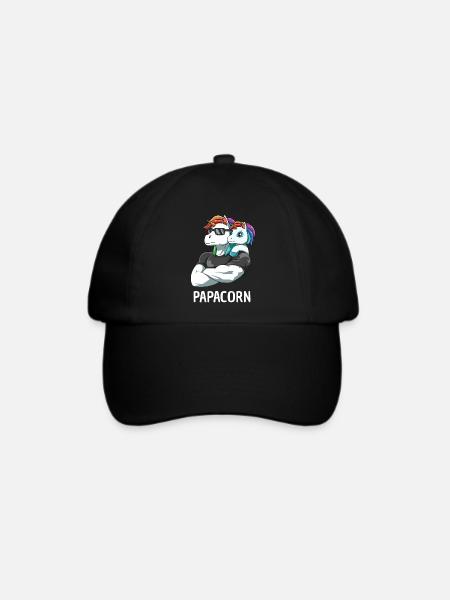 Papacorn Vater Tochter Einhörner - Baseballkappe - Schwarz/Schwarz