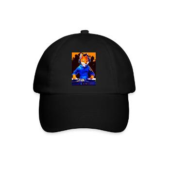 Fox am DJ-Pult - Baseballkappe - Schwarz/Schwarz - Vorne