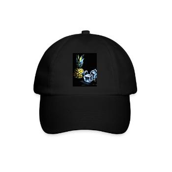 Ananas und Eiswürfel - Baseballkappe - Schwarz/Schwarz - Vorne