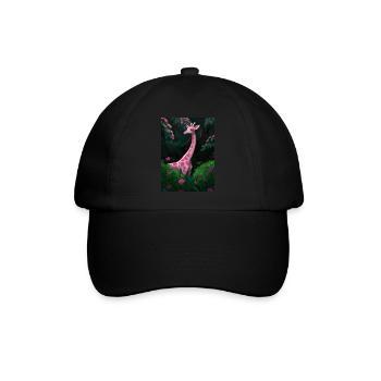 Rosa Giraffe - Baseballkappe - Schwarz/Schwarz - Vorne