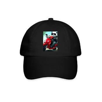 Motorrad-Panda - Baseballkappe - Schwarz/Schwarz - Vorne
