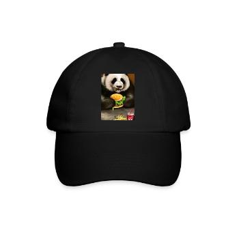 Panda isst Fast Food - Baseballkappe - Schwarz/Schwarz - Vorne