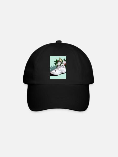 Sneaker mit Blumen - Baseballkappe - Schwarz/Schwarz