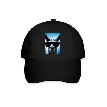 Lama mit Sonnenbrille - Baseballkappe - Schwarz/Schwarz - Vorne