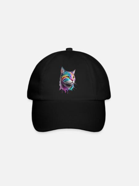 Katze - Baseballkappe - Schwarz/Schwarz